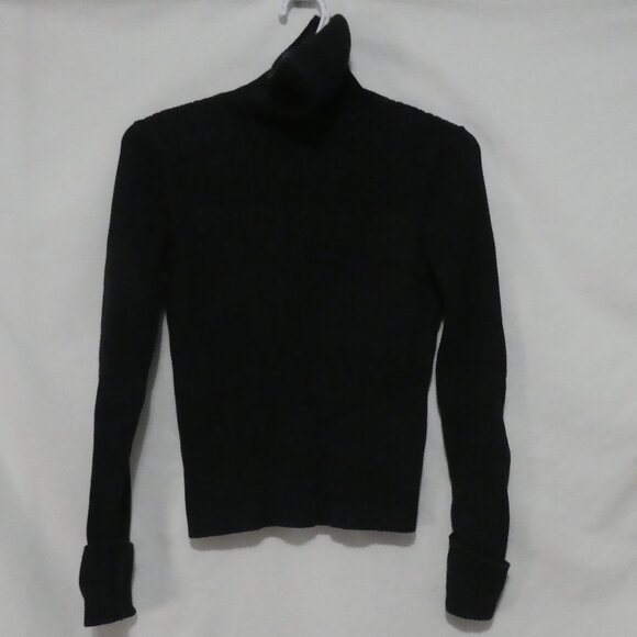 DKNY JEANS | small | Black Ribbed Bold Logo Front Turtelneck Sweater - Picture 2 of 16